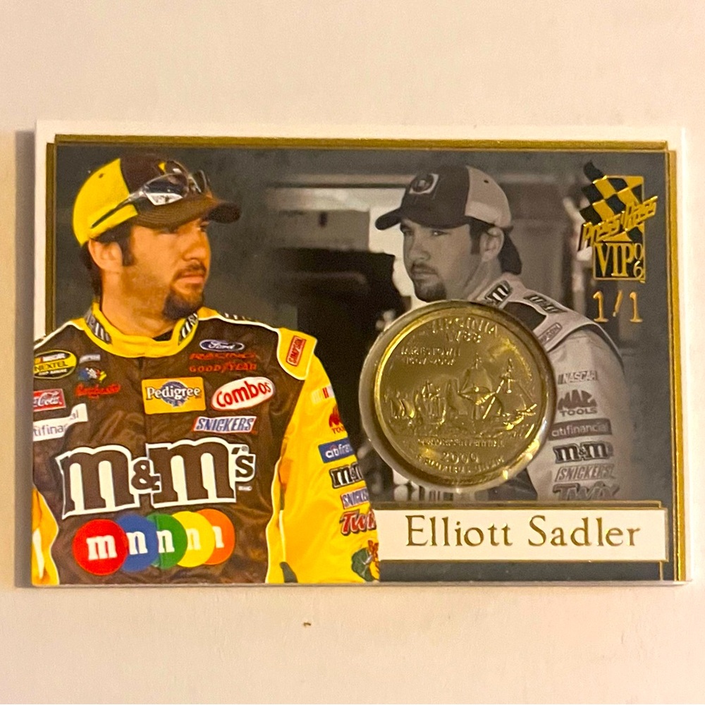 Elliot Sadler 1/1 Statehood Quarter Hometown Virginia Custom National Convention